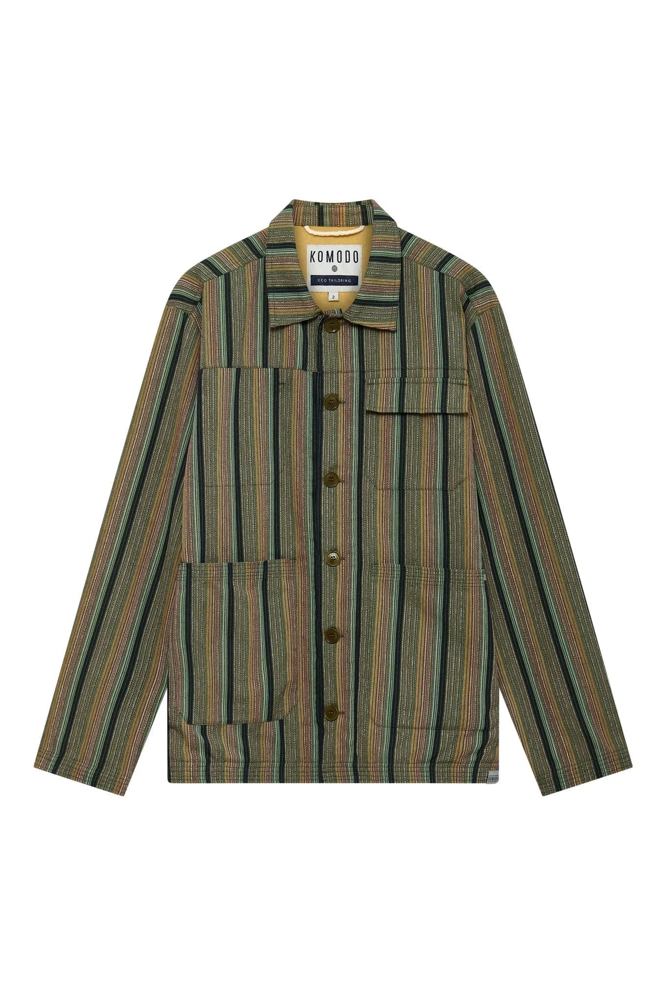 Landon Organic Cotton Jacket | Green Stripe