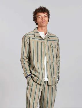 Landon Organic Cotton Jacket | Green Stripe