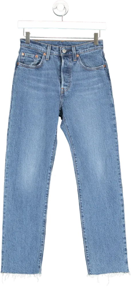 levis Blue 501 High Rise Straight Leg Jeans W24