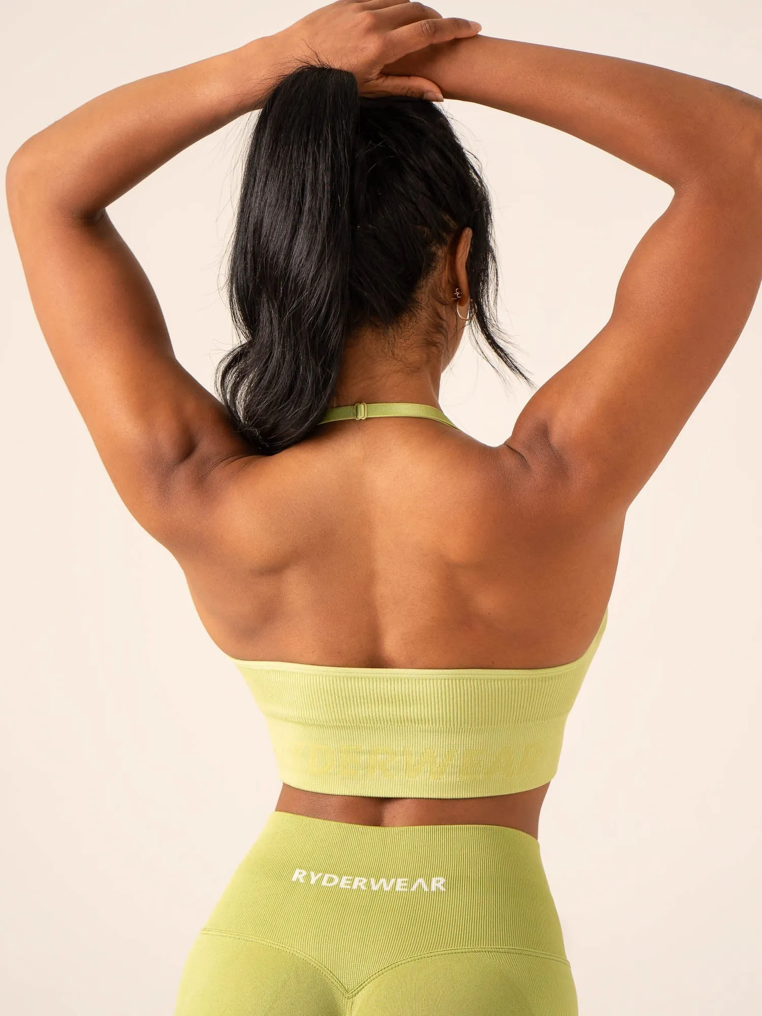 Lift Rib Seamless Halter Sports Bra - Olive