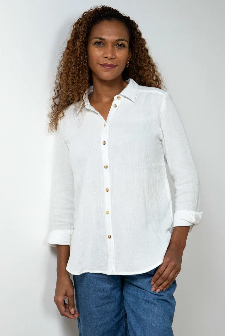 Lily & Me - Savannah Shirt Double Cloth - White