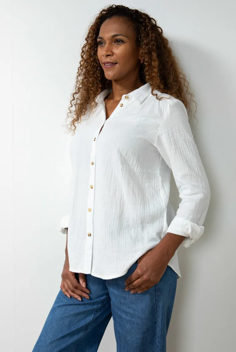 Lily & Me - Savannah Shirt Double Cloth - White