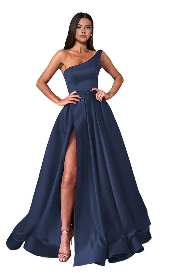 Long Prom Dress with One Shoulder Slit