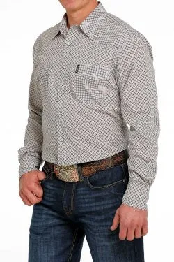 MEN'S CINCH MODERN FIT BUTTON-DOWN WESTERN SHIRT - WHITE / NAVY