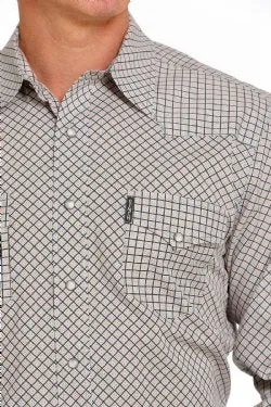 MEN'S CINCH MODERN FIT BUTTON-DOWN WESTERN SHIRT - WHITE / NAVY