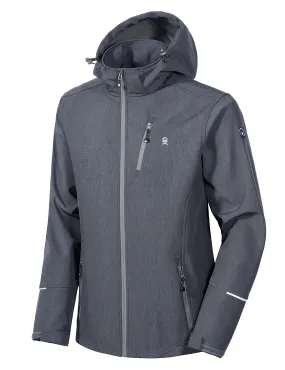 Men's Fleece Lined Softshell Ski Jacket with Removable Hood