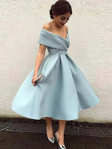 Off The Shoulder Homecoming Dress Blue Cheap Homecoming Dress ER206