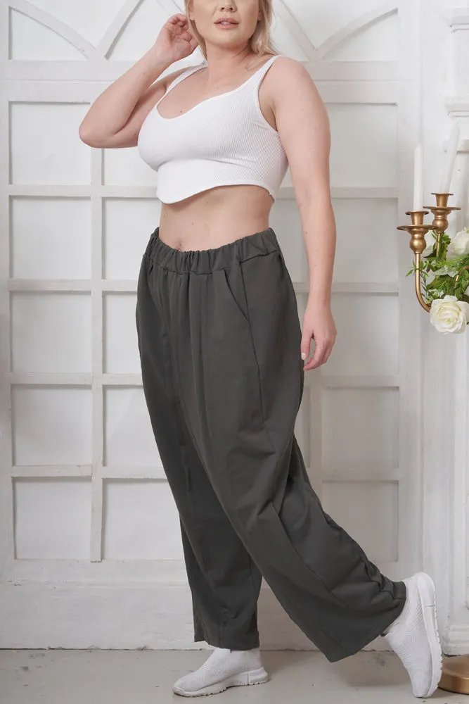 Plain Layered Knitted Cotton Trousers