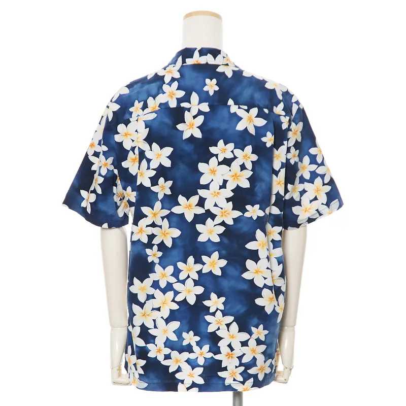 Plumeria Shower Cotton Hawaiian Shirt | Blue