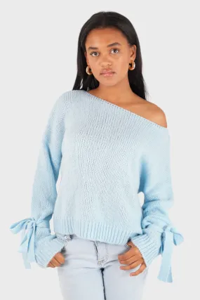 "One shoulder" sweater blue