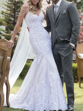 Romantic Mermaid Lace Bride Dress Sexy Wedding Gown with Beads ER2110