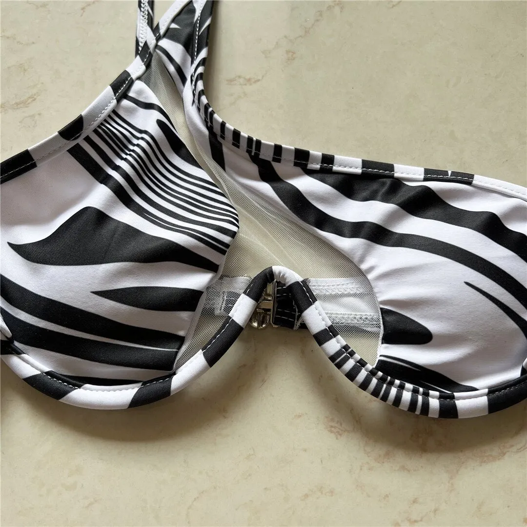 Sexy durchsichtiger Paradise One-Shoulder-Bikini