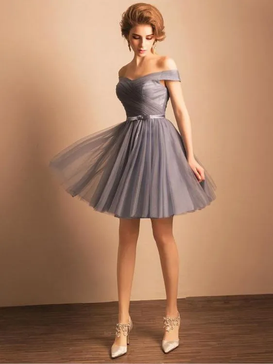 Silver Tulle Homecoming Dress Cheap African Party Homecoming Dress #ER212