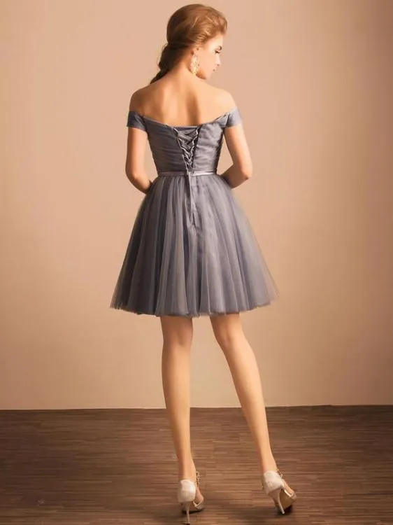 Silver Tulle Homecoming Dress Cheap African Party Homecoming Dress #ER212