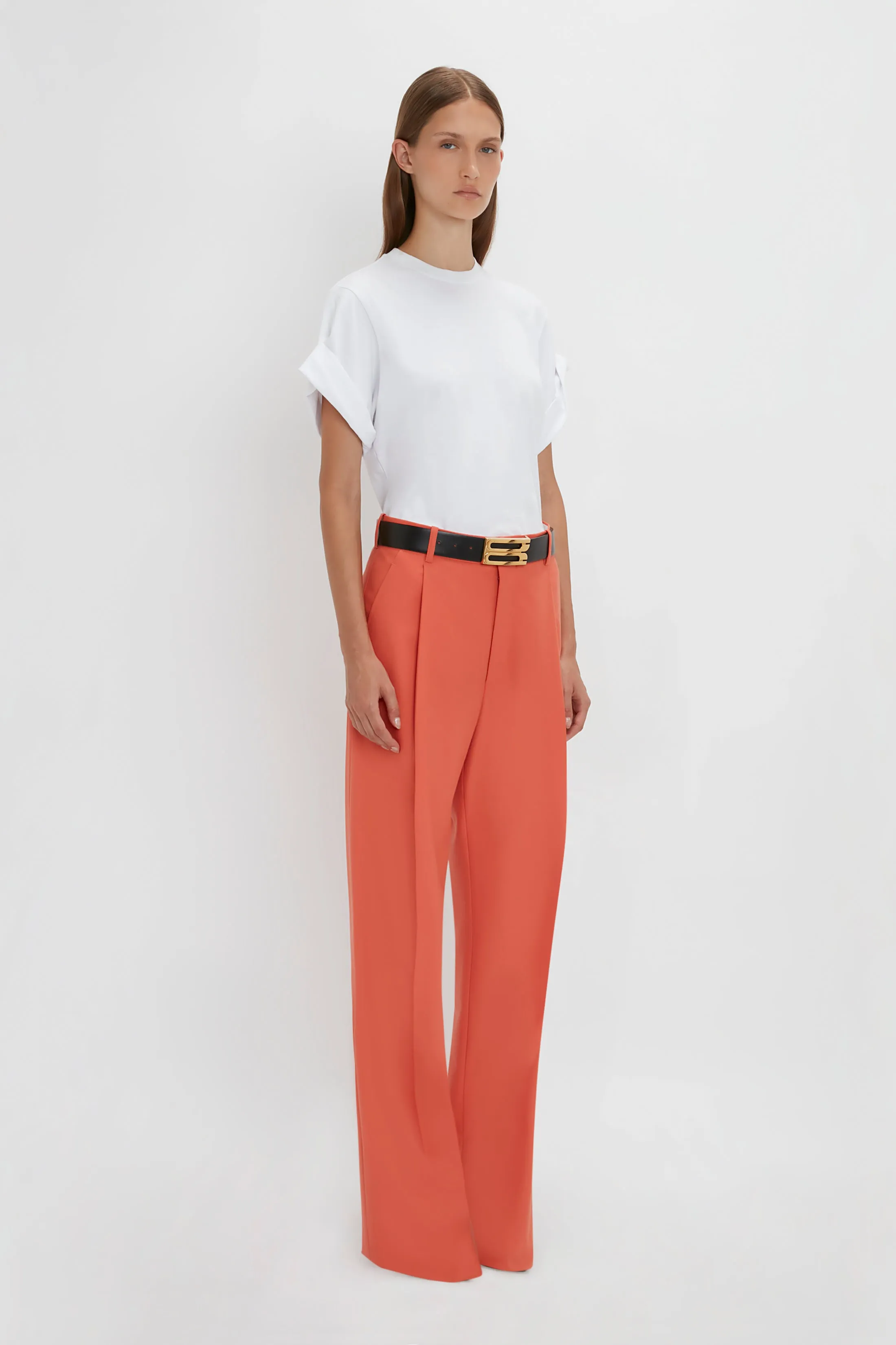 Single Pleat Trouser In Papaya