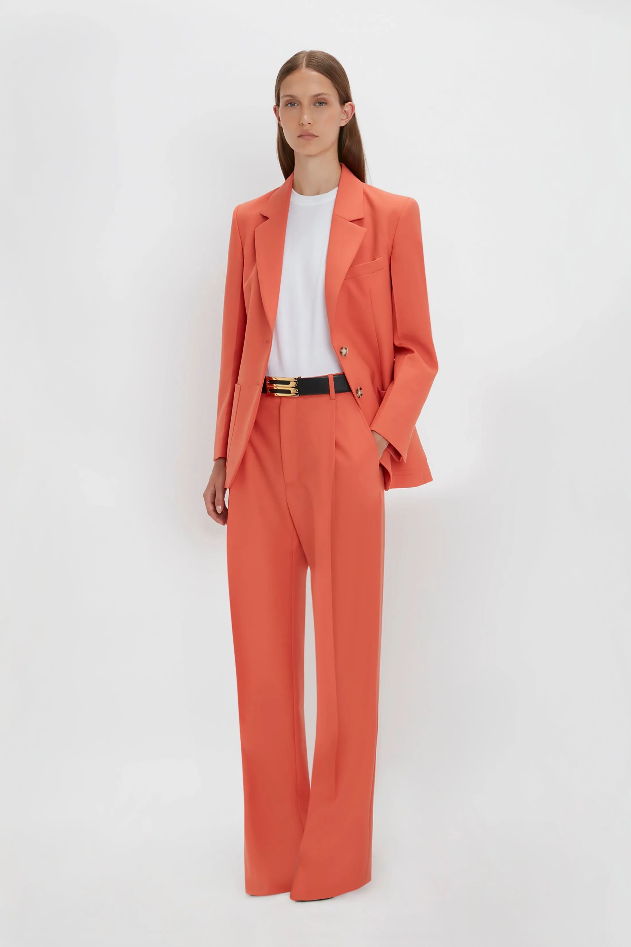 Single Pleat Trouser In Papaya