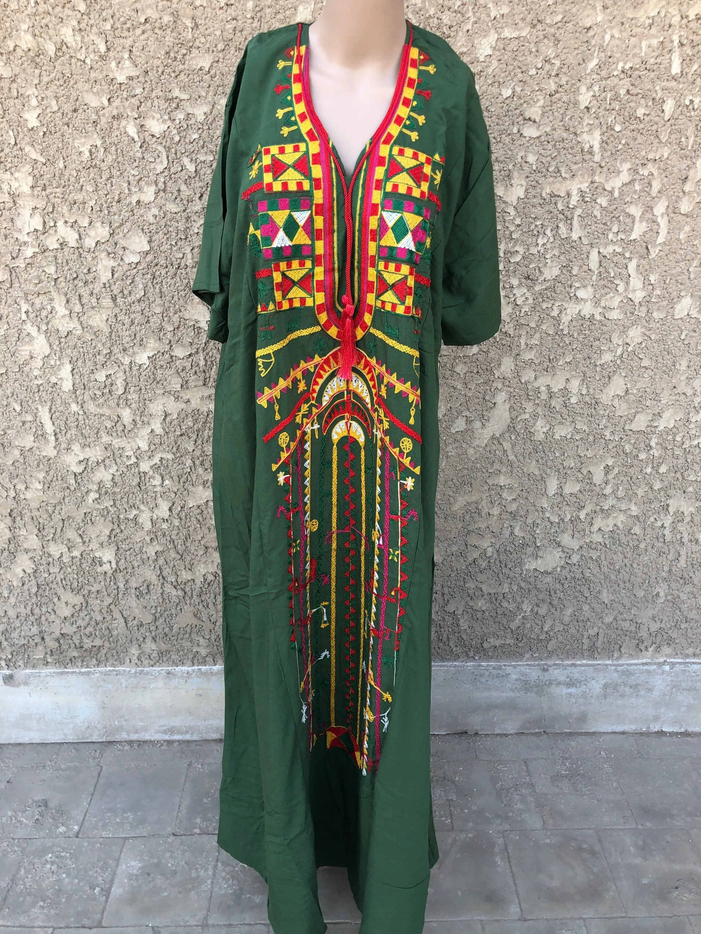 Siwa Green Plus size summer dress, Loose summer Kaftan, Green Boho Kaftan maxi dress, Egyptian Cotton Caftan, Boho summer Kaftan