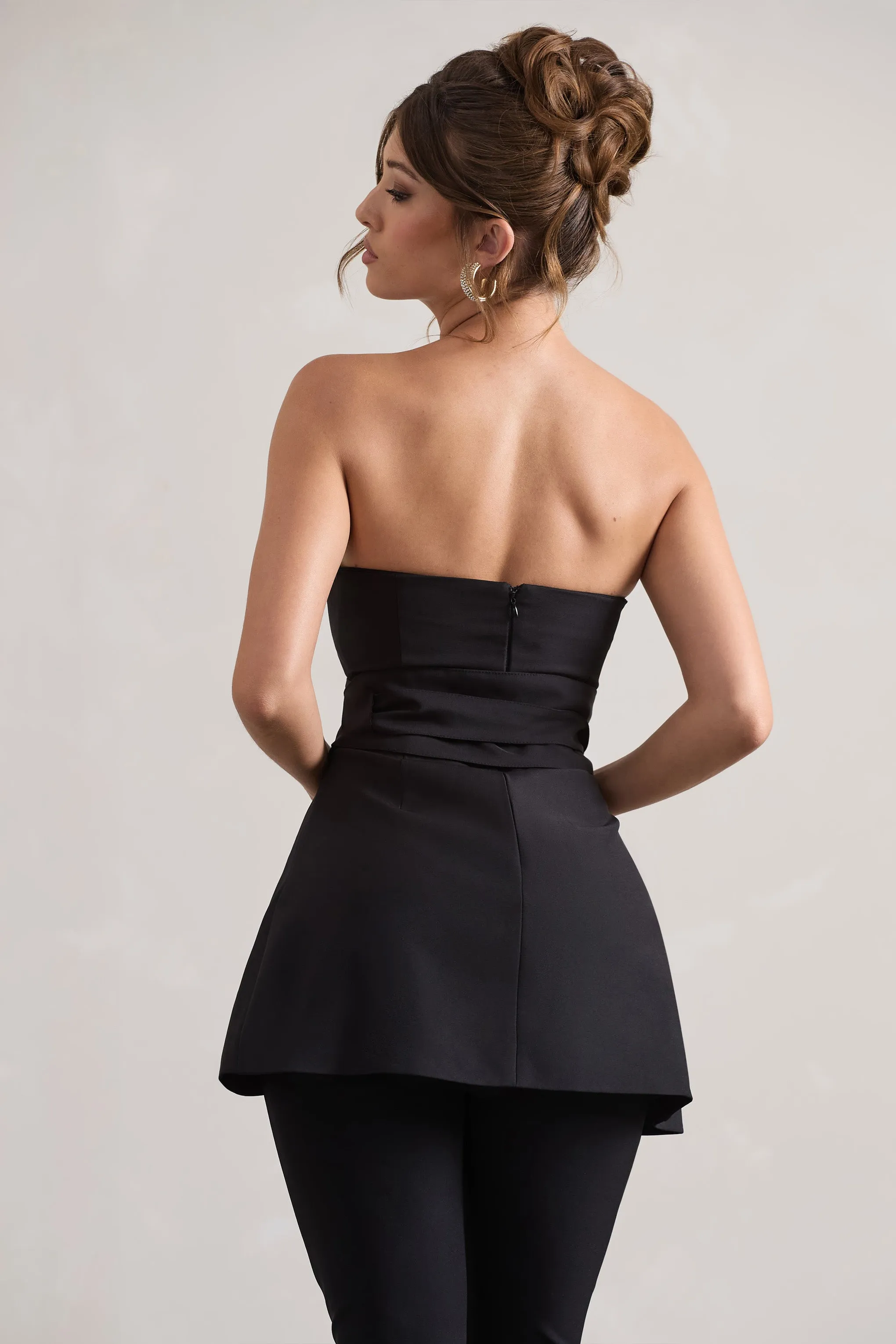 Success | Black Bandeau High-Low Tie-Waist Top