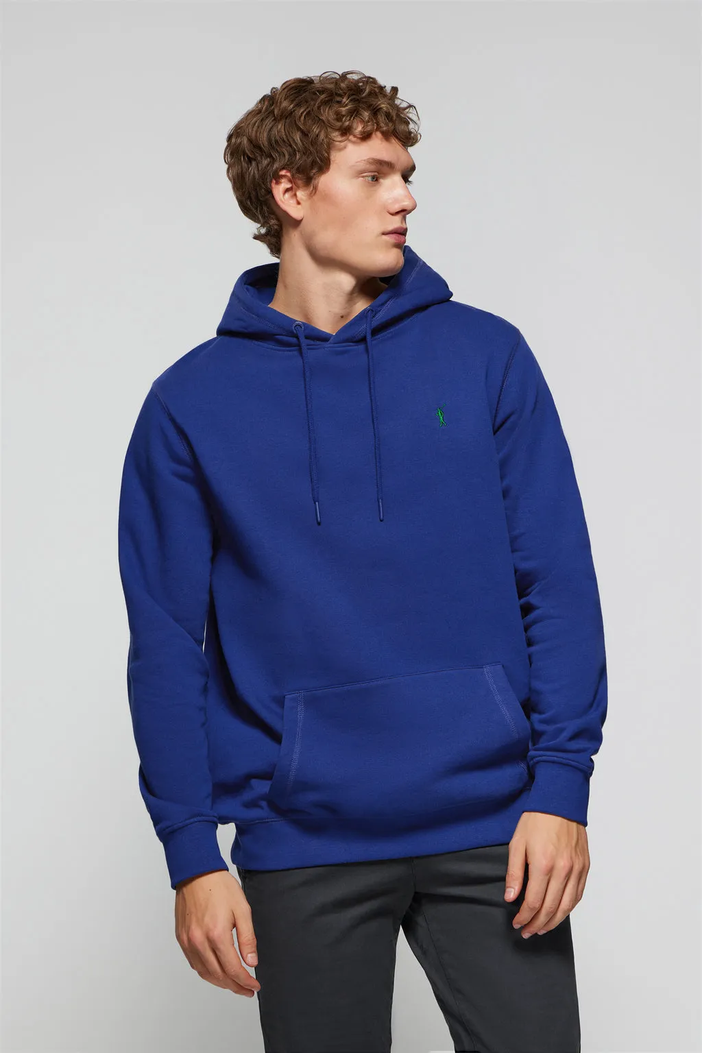 Royal Blue Hooded Sweatshirt with Pockets and Rigby Go Logo