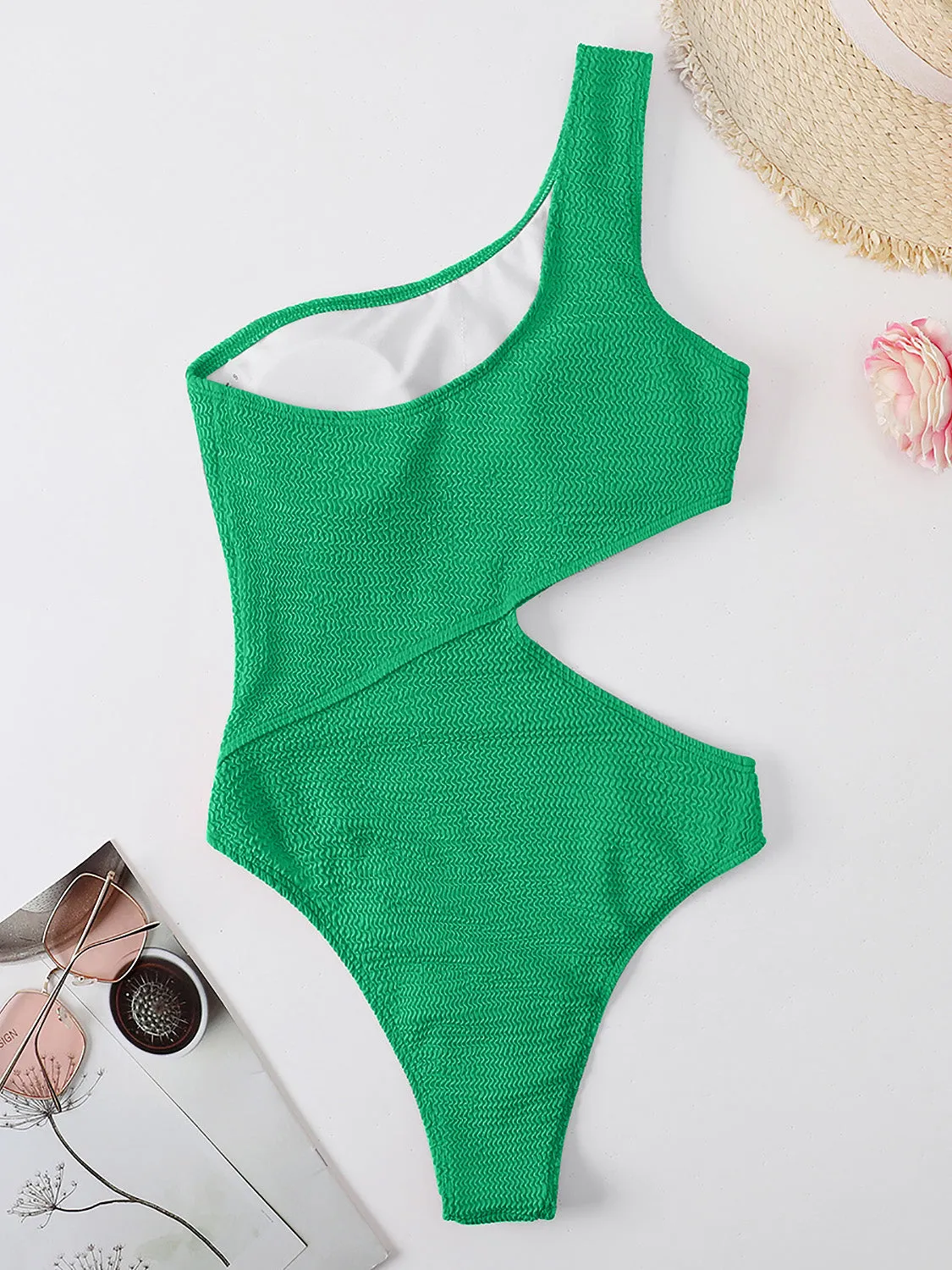 Sunset Vacation  Cutout One Shoulder One-Piece Swimwear