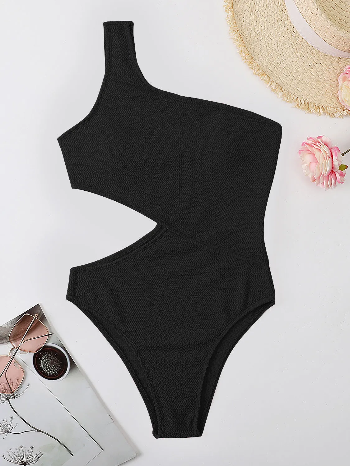 Sunset Vacation  Cutout One Shoulder One-Piece Swimwear