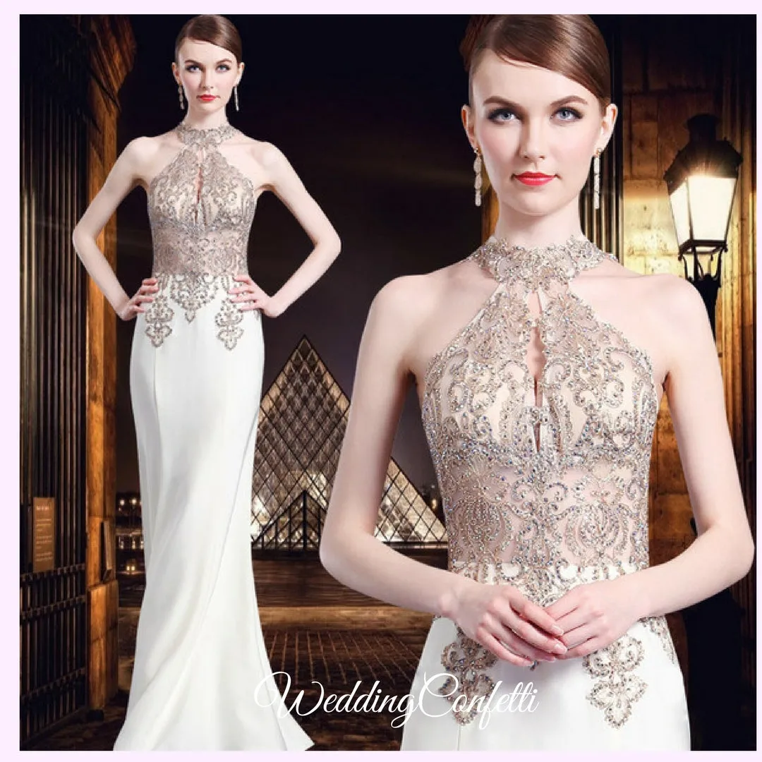 The Esmeralda Wedding Bridal Halter Gold / Red / Blue Dress / Gown