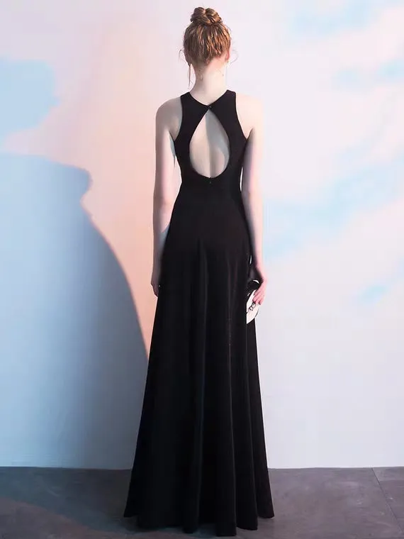 The Kazel Black Halter Gown