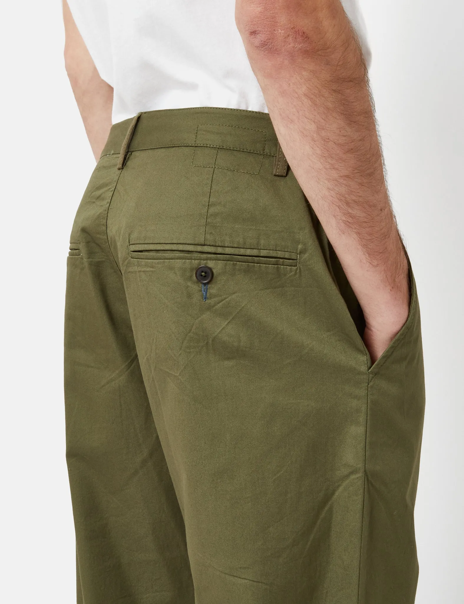 Universal Works RB Chino Trousers (Loose/Tapered) - Olive Green