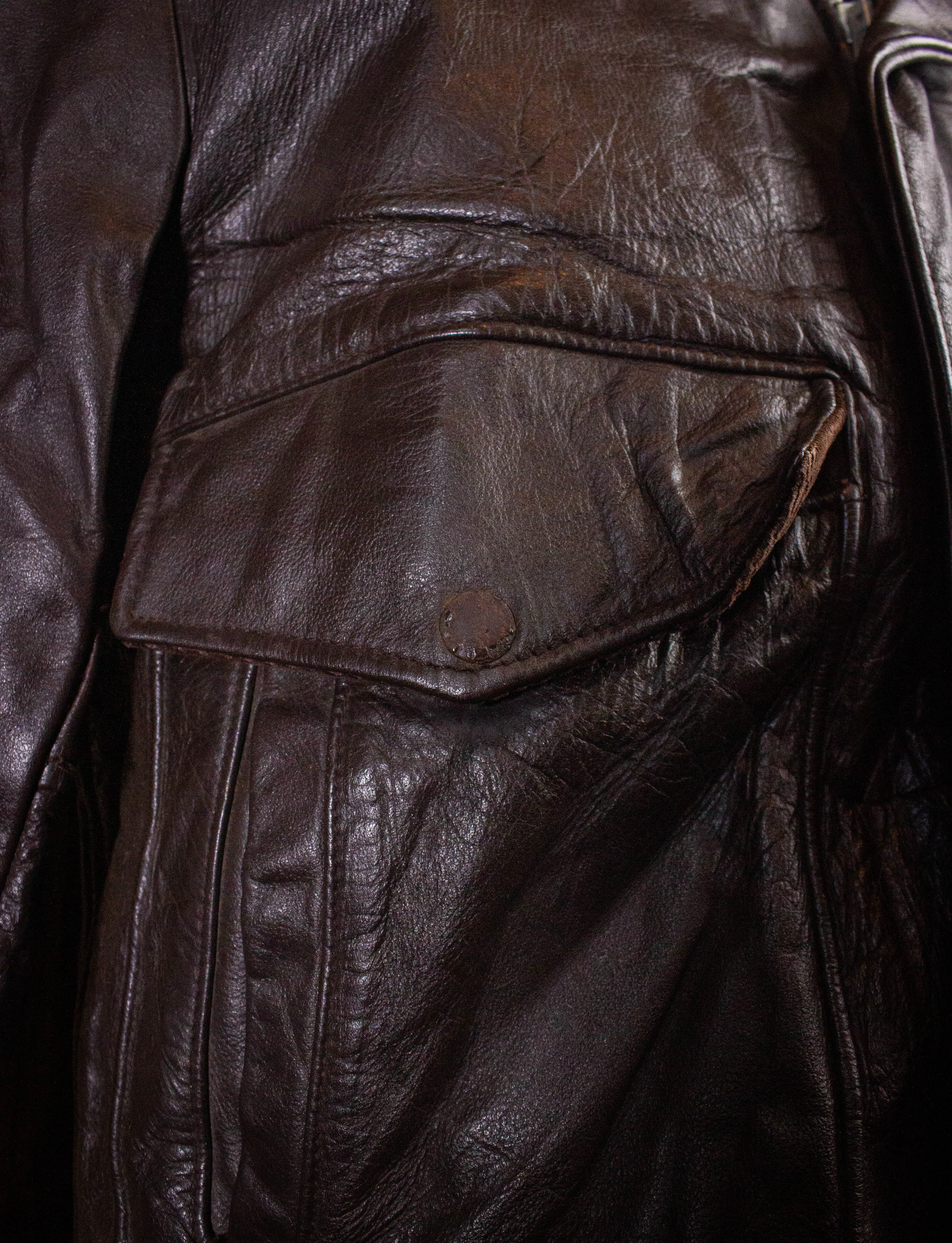 Vintage Excelled Leather Bomber Jacket 70s Brown Size 42