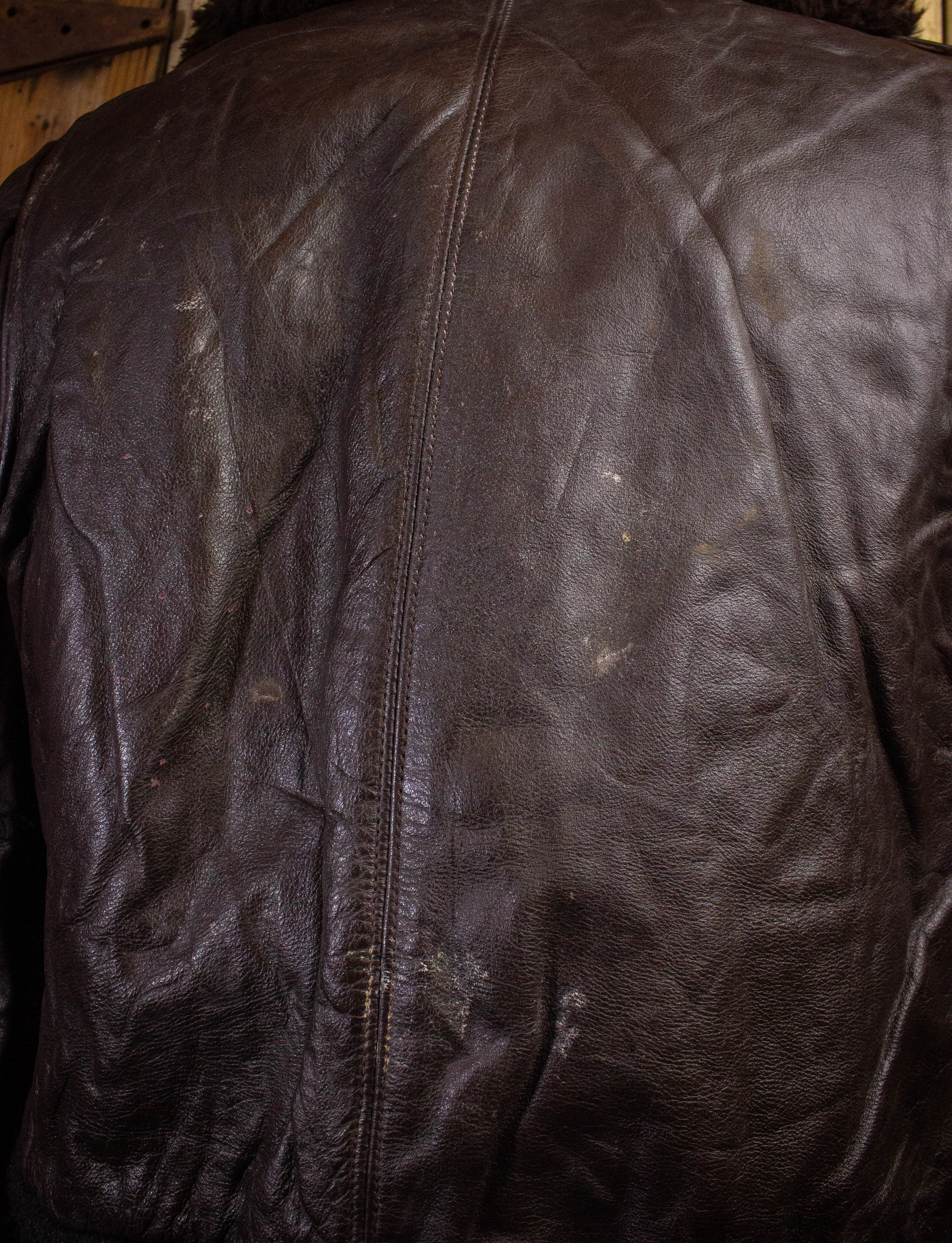 Vintage Excelled Leather Bomber Jacket 70s Brown Size 42