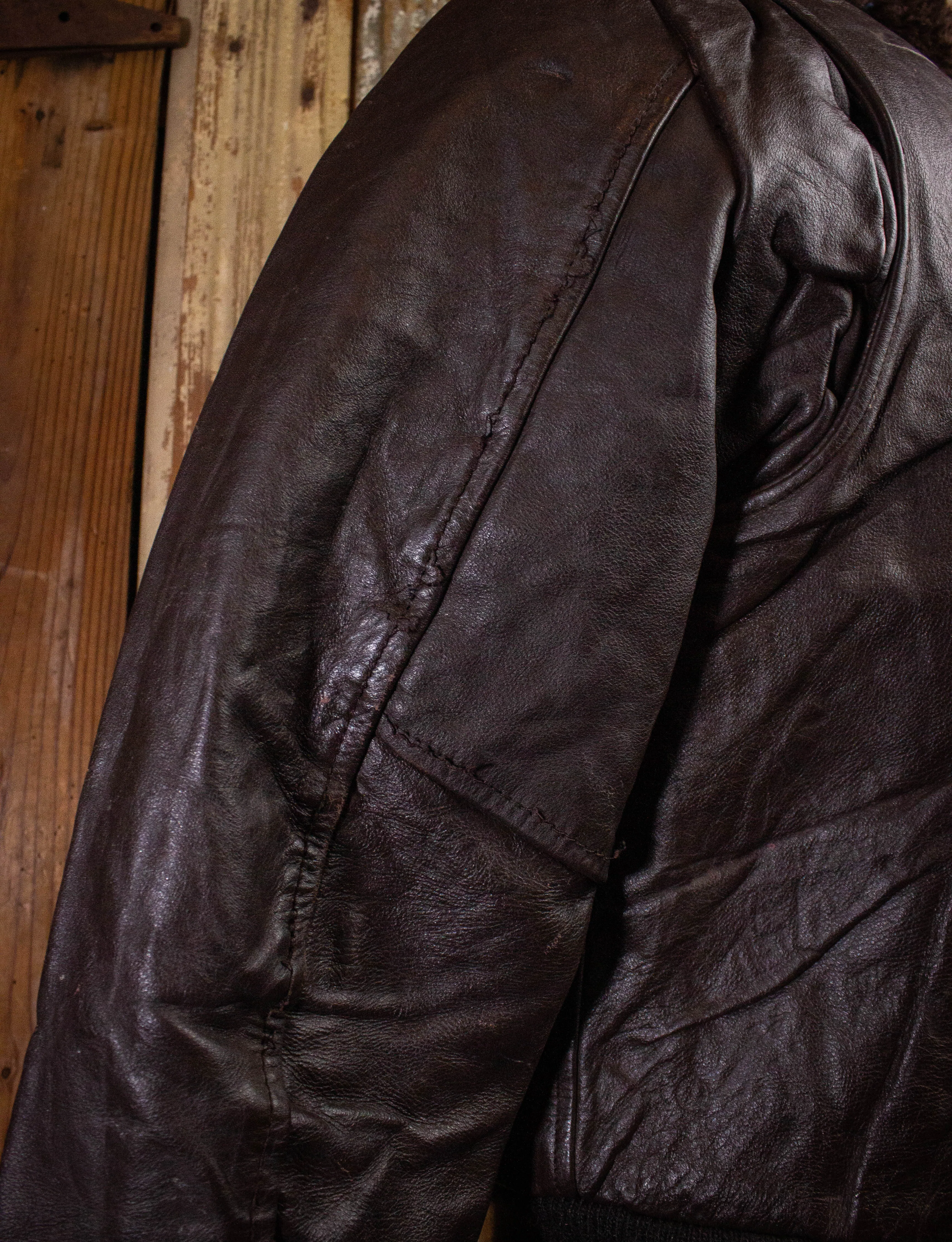 Vintage Excelled Leather Bomber Jacket 70s Brown Size 42