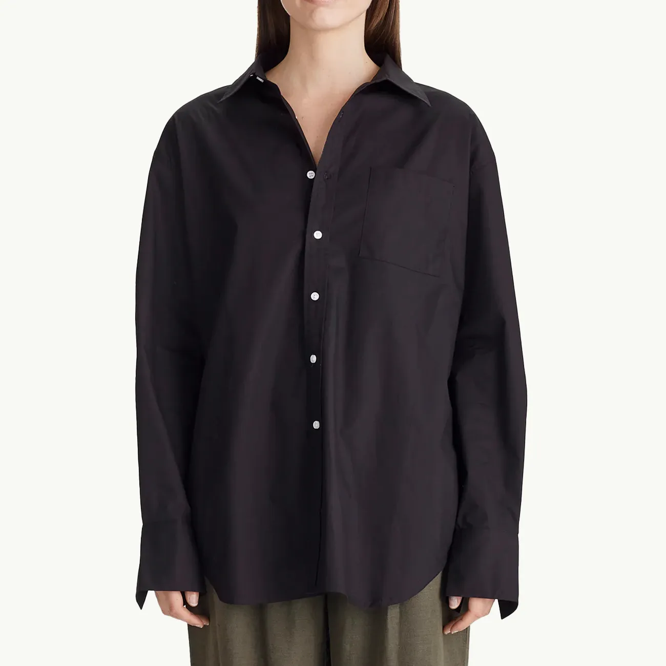 W OVERSIZED POPLIN SHIRT BLACK