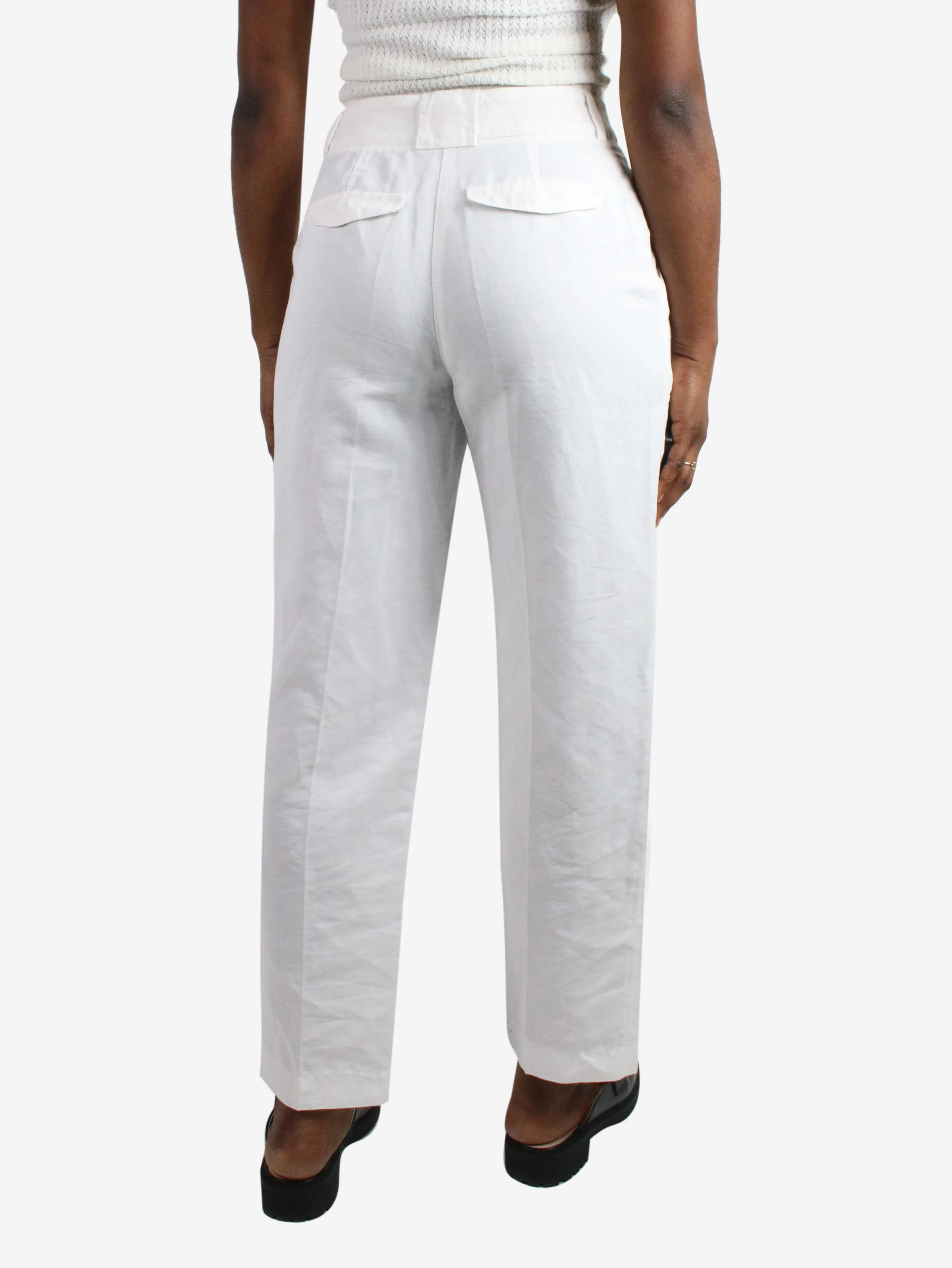 White loose-fit linen trousers - size UK 10